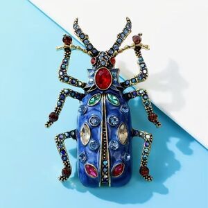 ♥️ Stunning & gorgeous multicolored crystal blue spider brooch ♥️